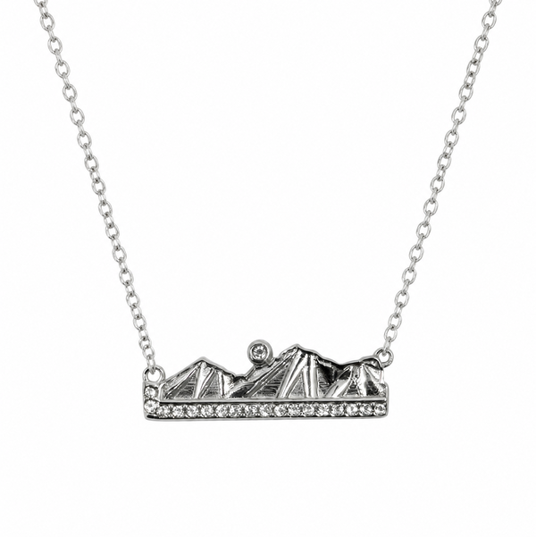 Closeup photo of Peak 8 Moon Bar Sterling Silver Adj Necklace