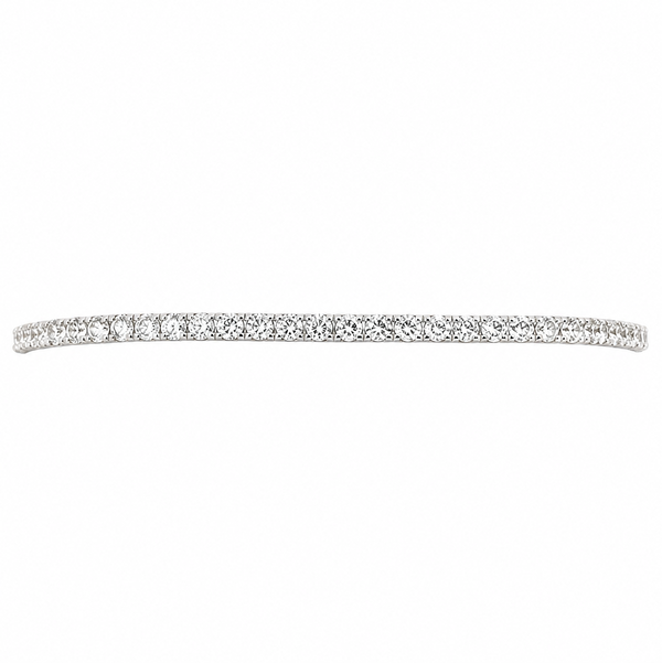 Closeup photo of 14K WG 37 RBC Diamond 2.20tcw Flexible Line Tennis Bangle Bracelet 7.2g, 7"