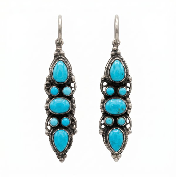 Closeup photo of Leo Feeney Sterling Silver Turquoise Earrings