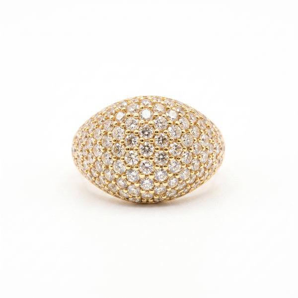 Closeup photo of 18K YG Crivelli 2.05tcw RBC Diamond Pave Pinky Ring 5.9g, s3.5