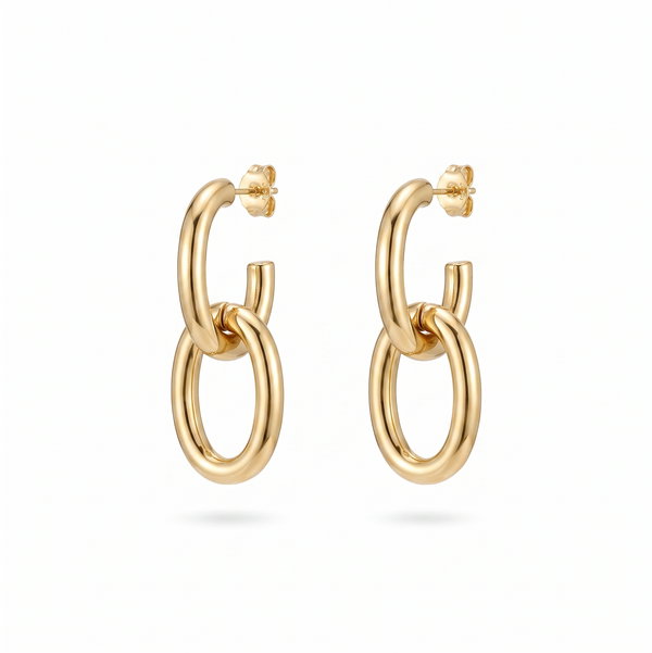 Closeup photo of Chain Loop Drop Earrings