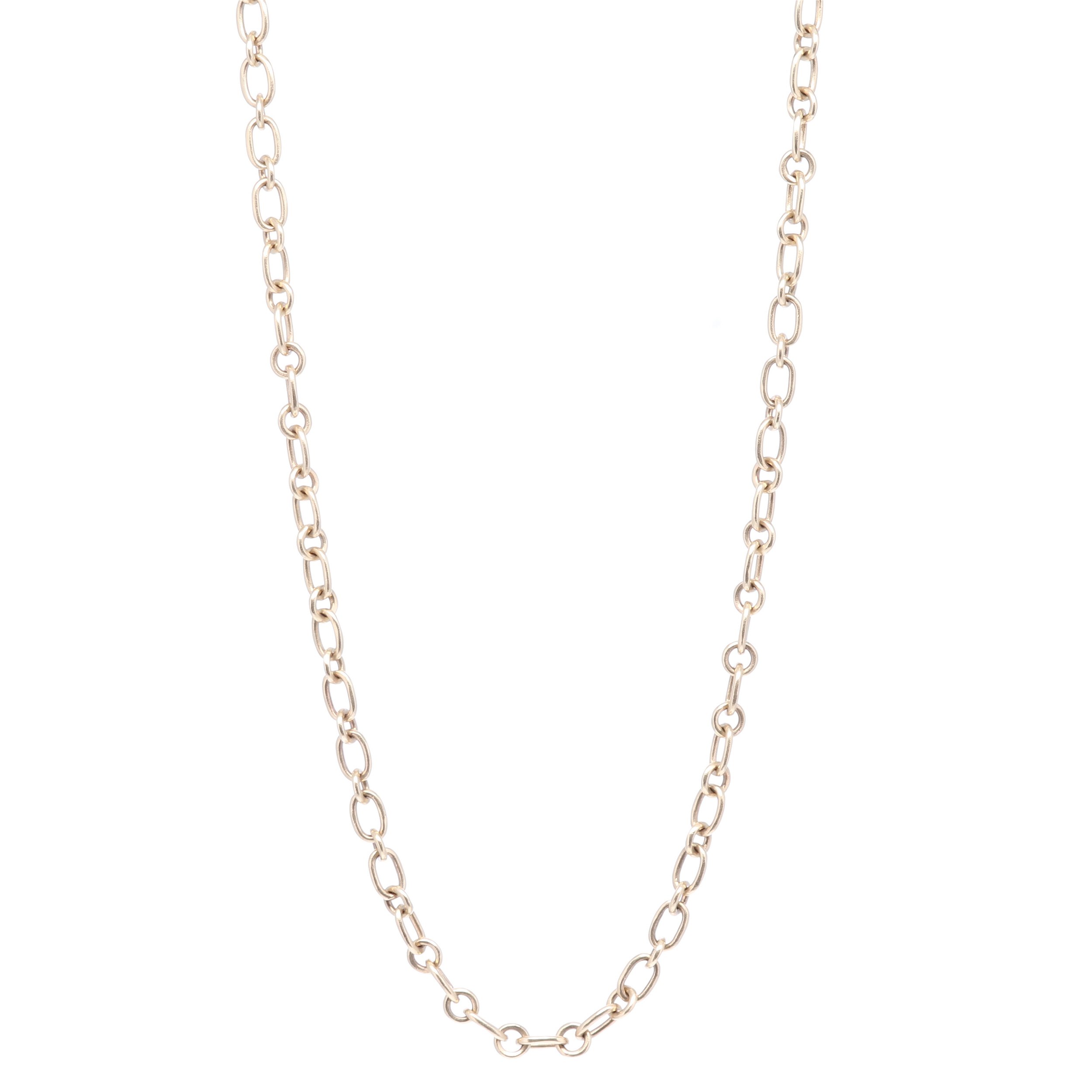 Yellow Gold Oval and Circle Link Chain 32"