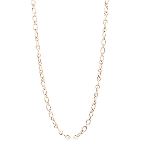 Closeup photo of Yellow Gold Oval and Circle Link Chain 32"