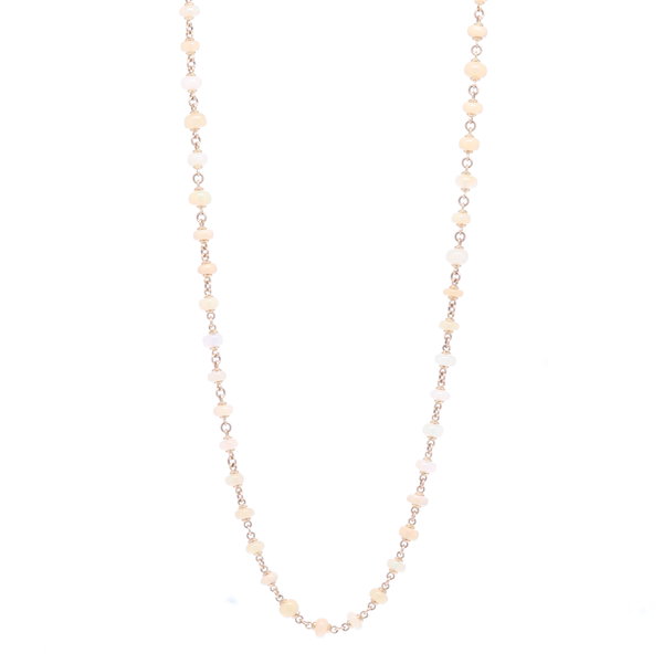 Closeup photo of Opal Cabochon Gold Necklace 45"