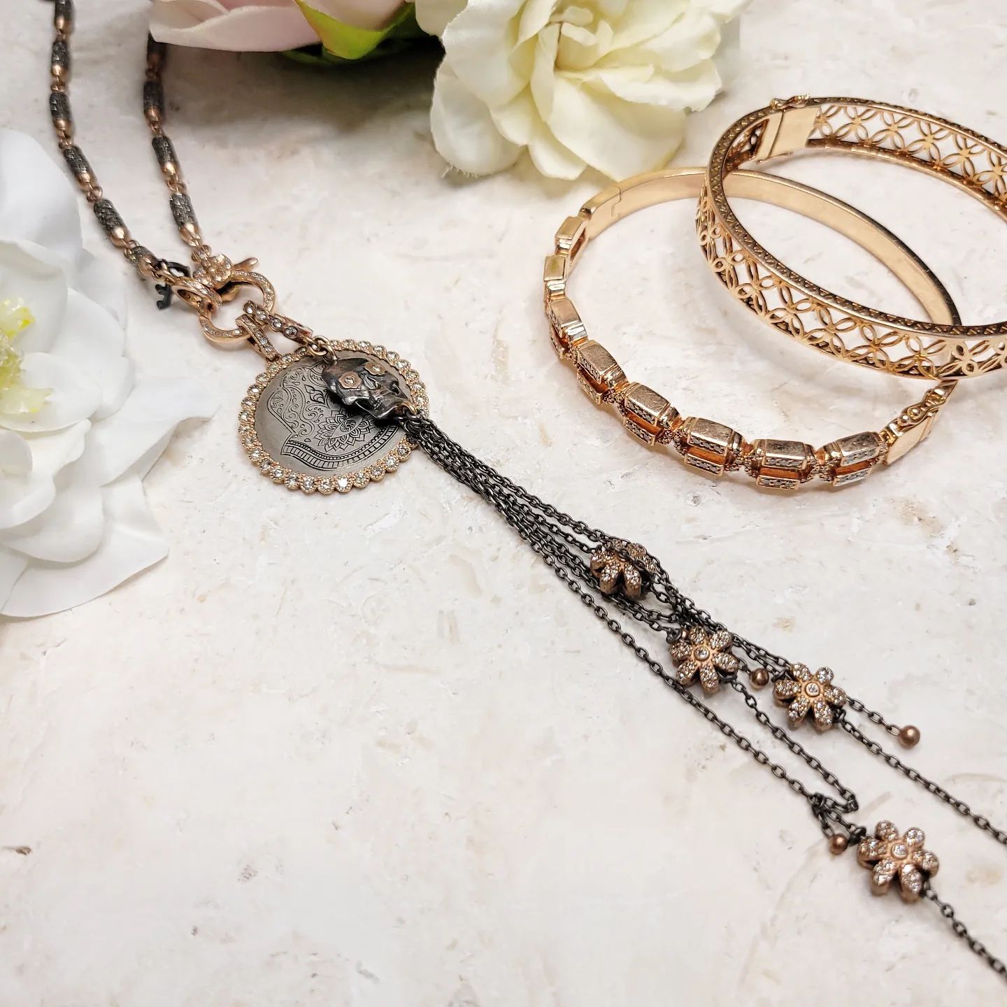 24" High Polish Barrel Chain - ROSE GOLD