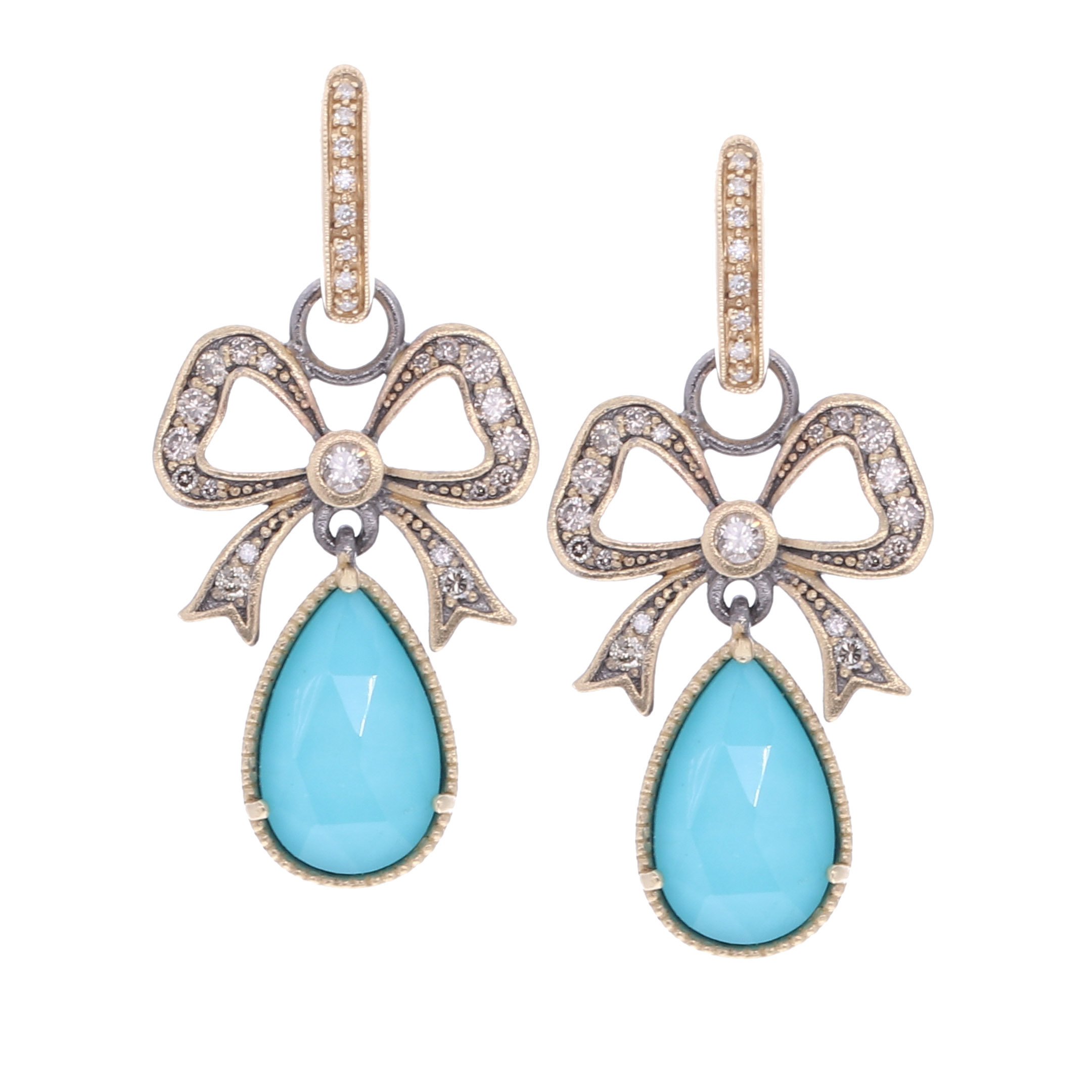 French Bow Turquoise & Diamond Earring Charms