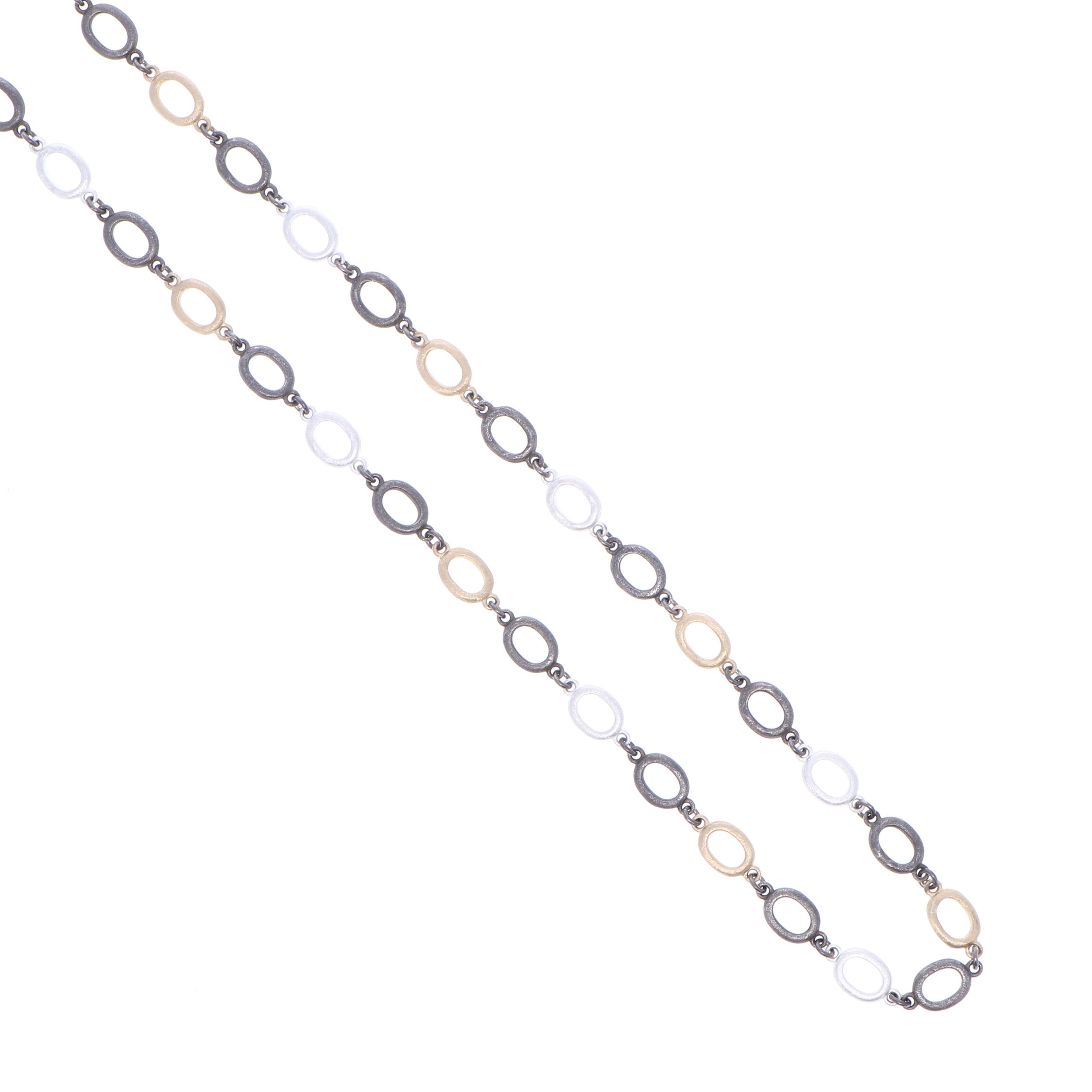 Satin Finish Tri Color Oval Link Chain