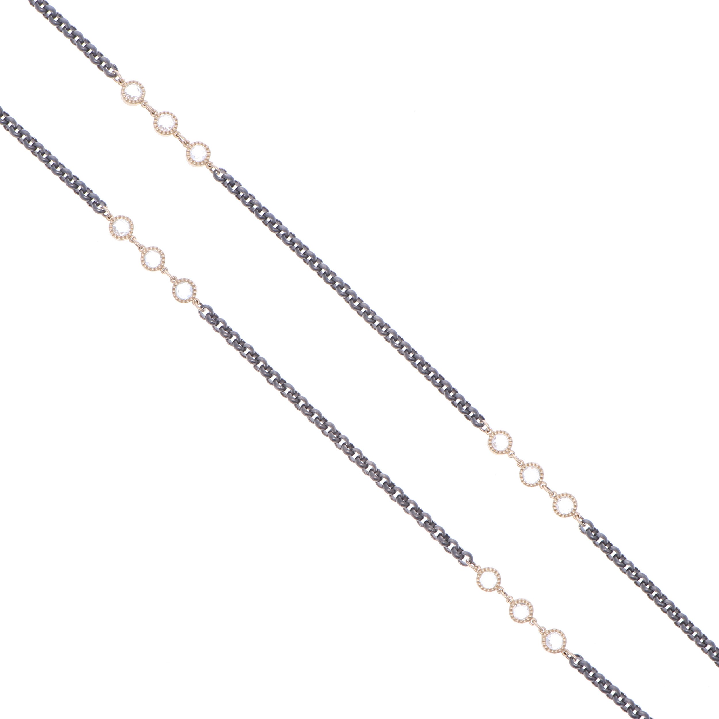 Rose Cut Topaz Station Chain in Yellow Gold