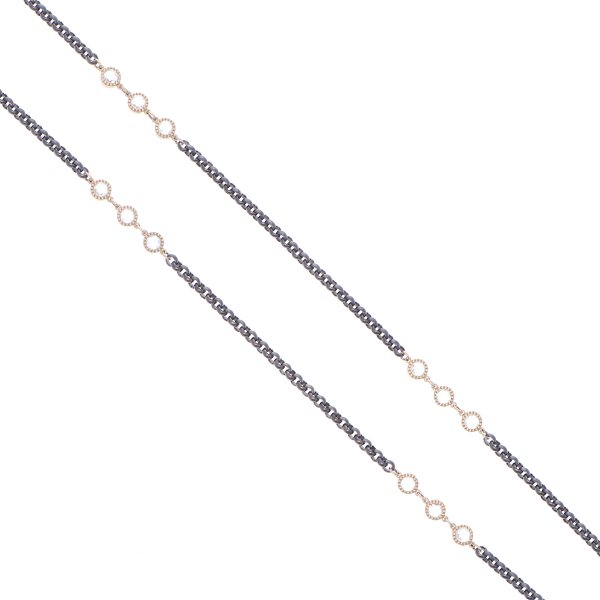 Closeup photo of Rose Cut Topaz Station Chain in Yellow Gold