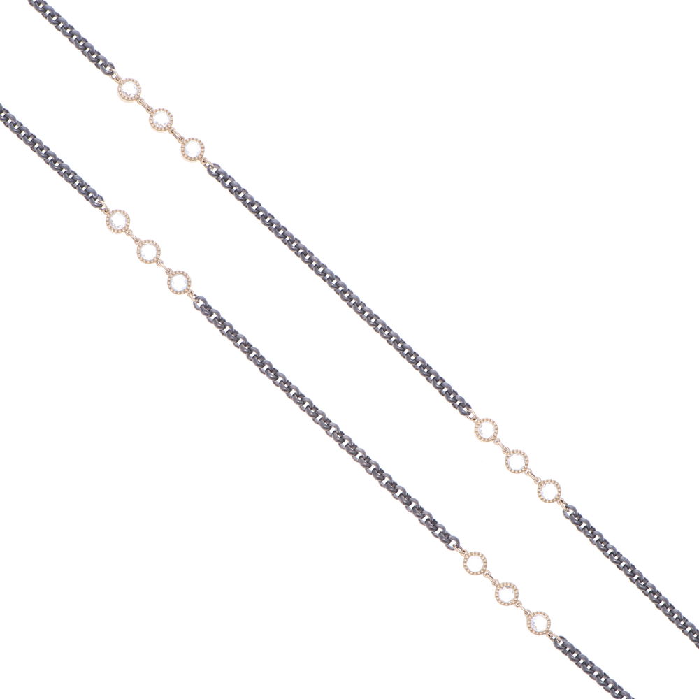 Shot of Rose Cut Topaz Station Chain in Yellow Gold