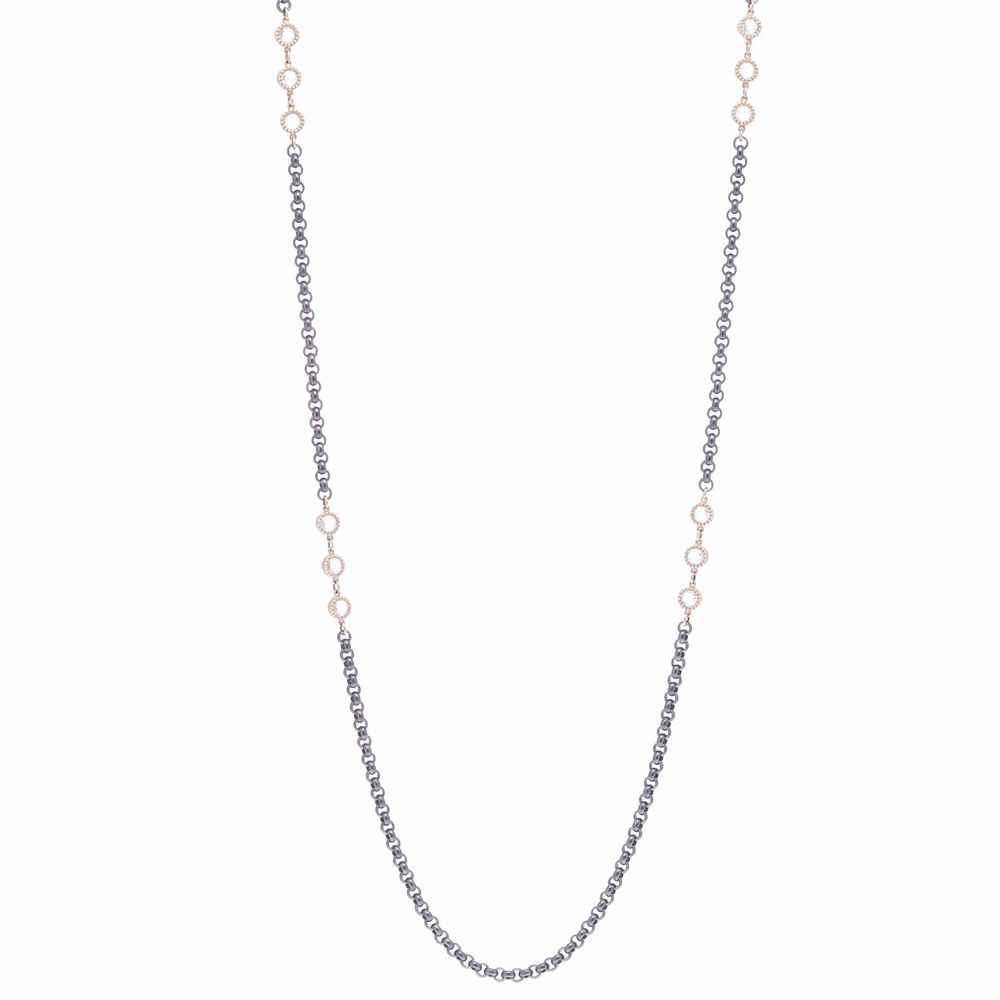 Another shot of Rose Cut Topaz Station Chain in Yellow Gold