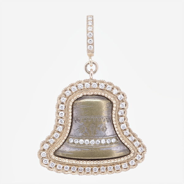 Closeup photo of Antique Bell Pendant with the Sacred Heart
