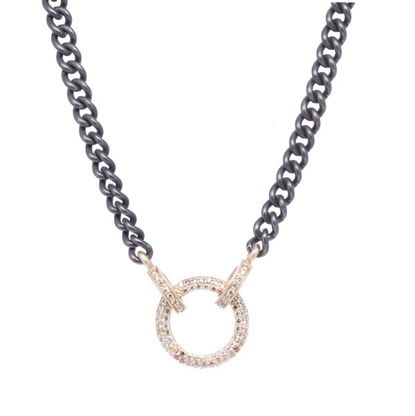 Closeup photo of Classic Diamond Ring Display Chain with Open-able Ring