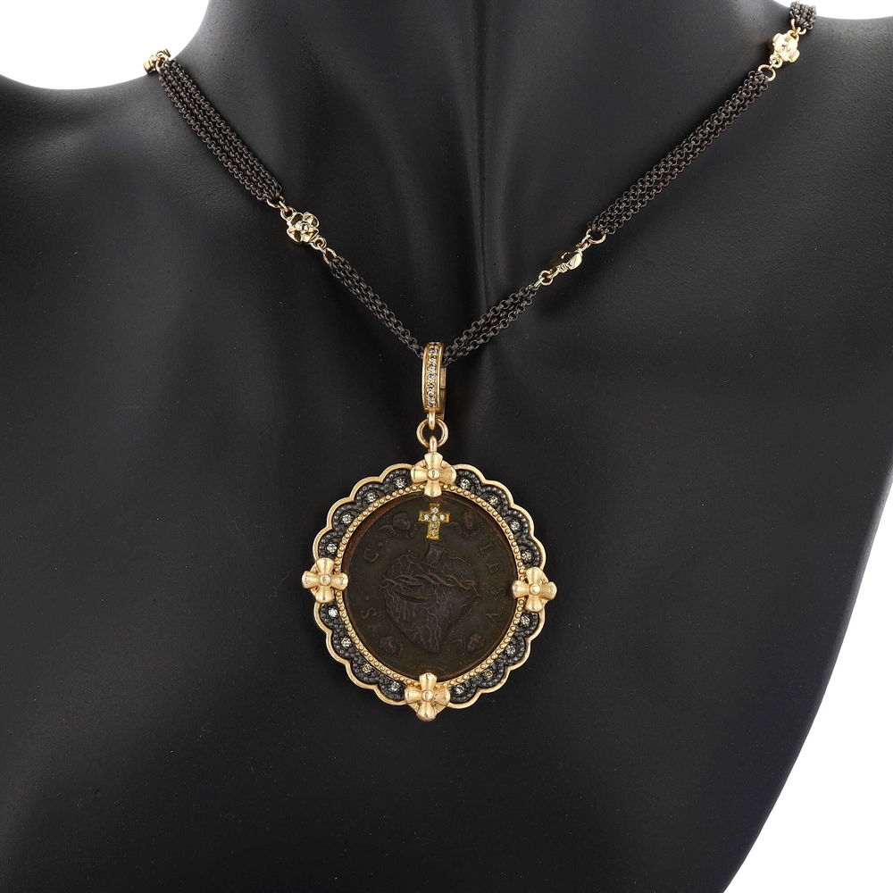 Another shot of Antique Sacred Heart with Cherubs Pendant