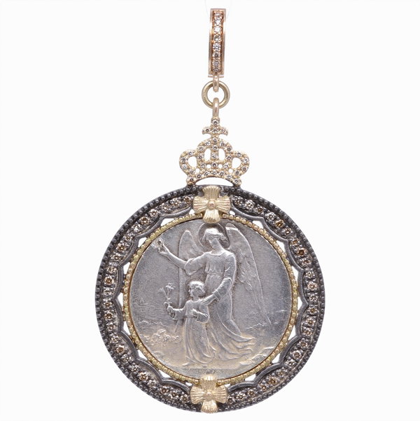 Closeup photo of European Guardian Angel Pendant with St. Joseph