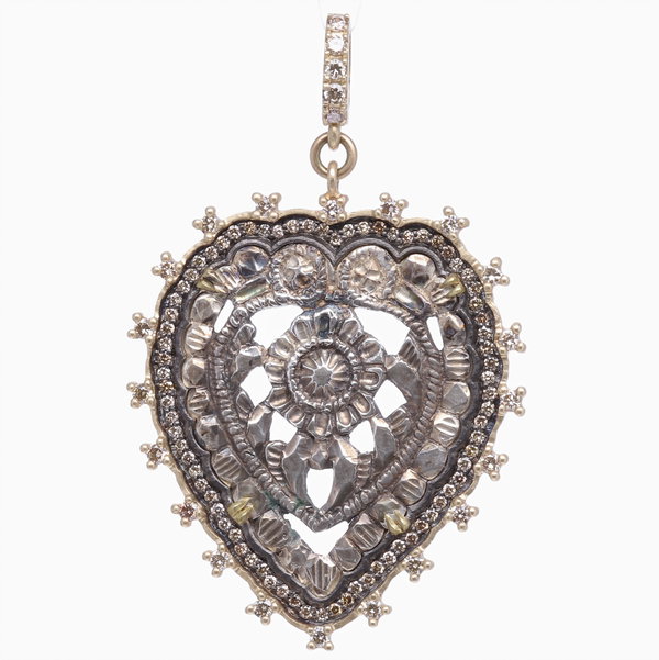 Closeup photo of Antique Floral Leaf Hand Carved Pendant
