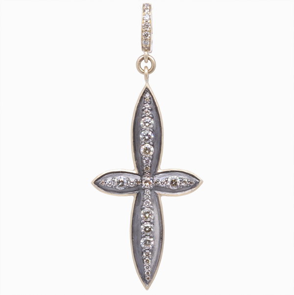 Closeup photo of Large Classic Diamond Cross Pendant