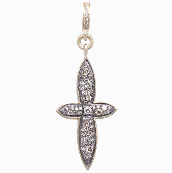 Closeup photo of Small Classic Pave Diamond Cross Pendant