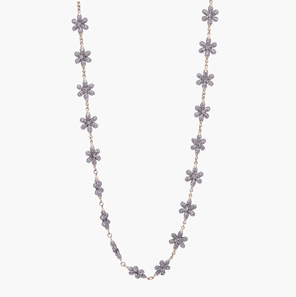Closeup photo of Small Diamond Floral Link Chain 21"
