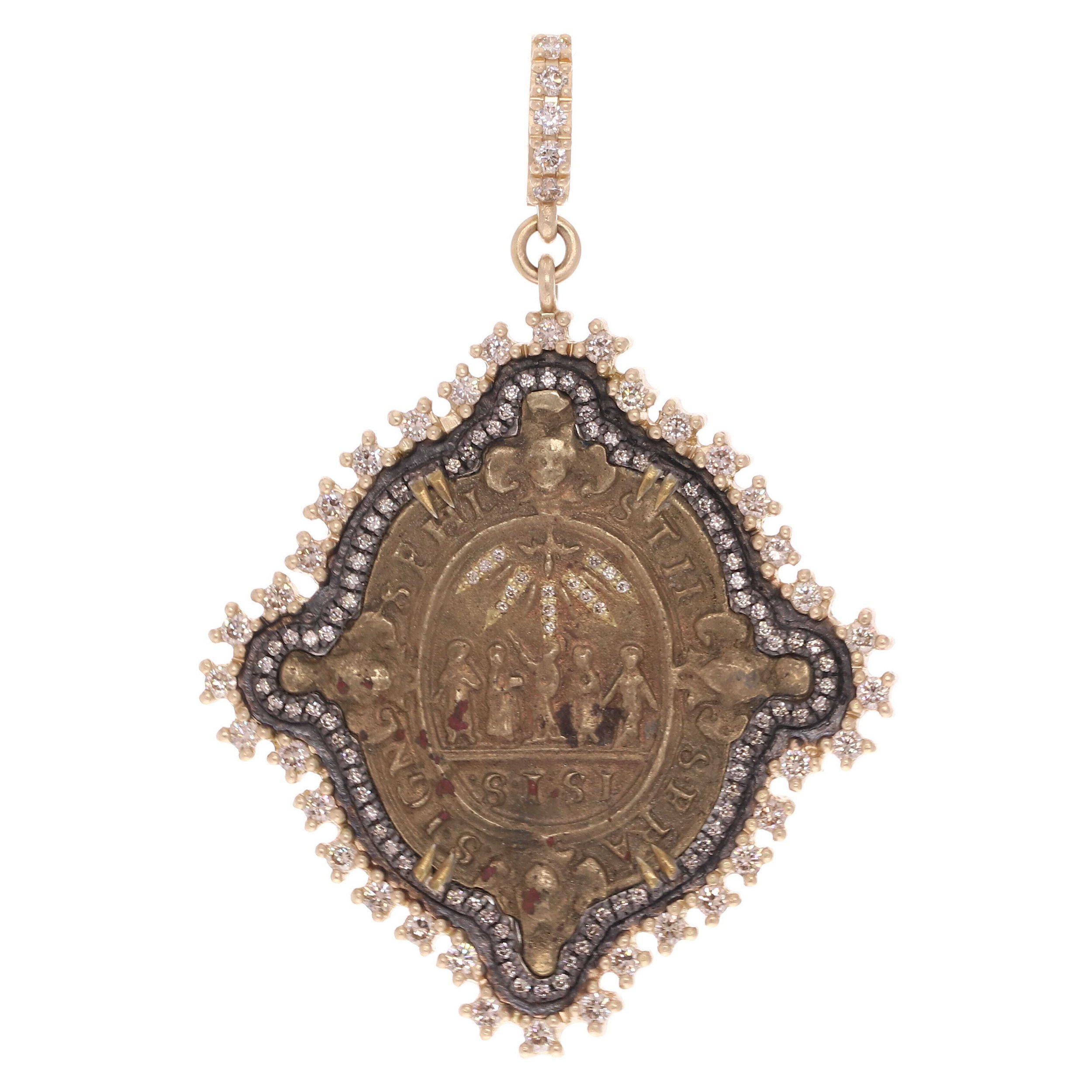 Antique 17th Century the Five Saints Commemoration Medal Pendant