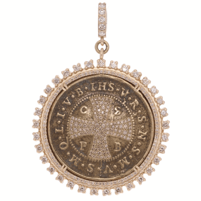 Antique Large Round St Benedict Medal Pendant | Breckenridge Jewelers