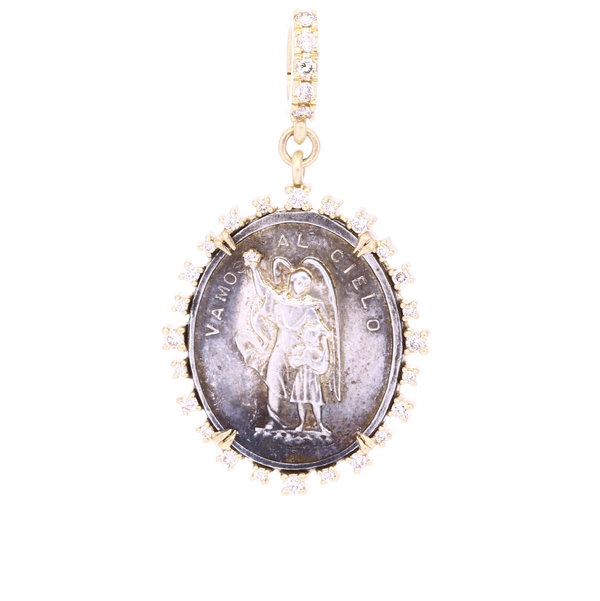 Closeup photo of Antique Silver Spanish Guardian Angel