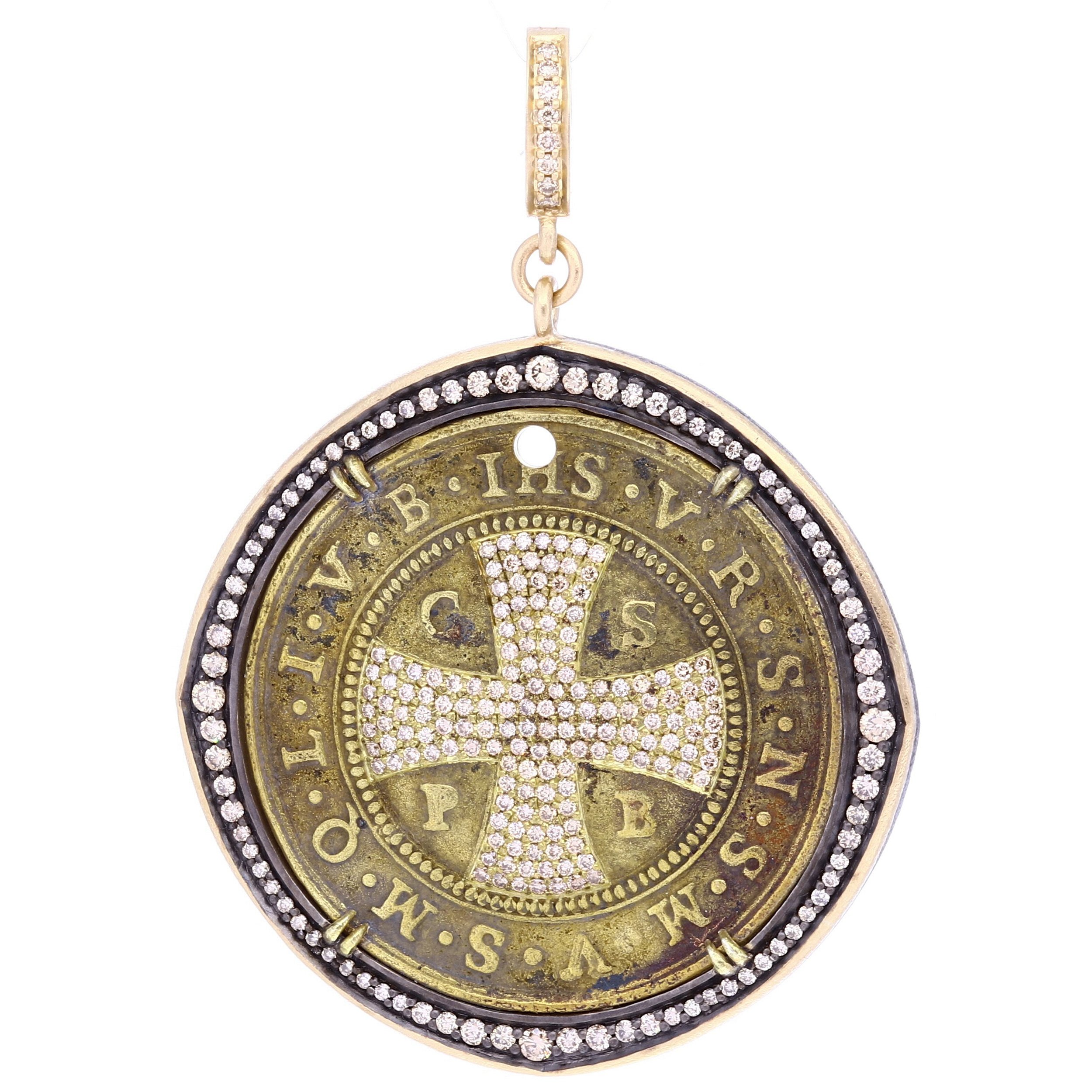 Saint Benedict Medal 1 - Antique or Vintage Catholic Medallion, Necklace  Pendant, Bracelet Charm, Sterling Silver or Bronze
