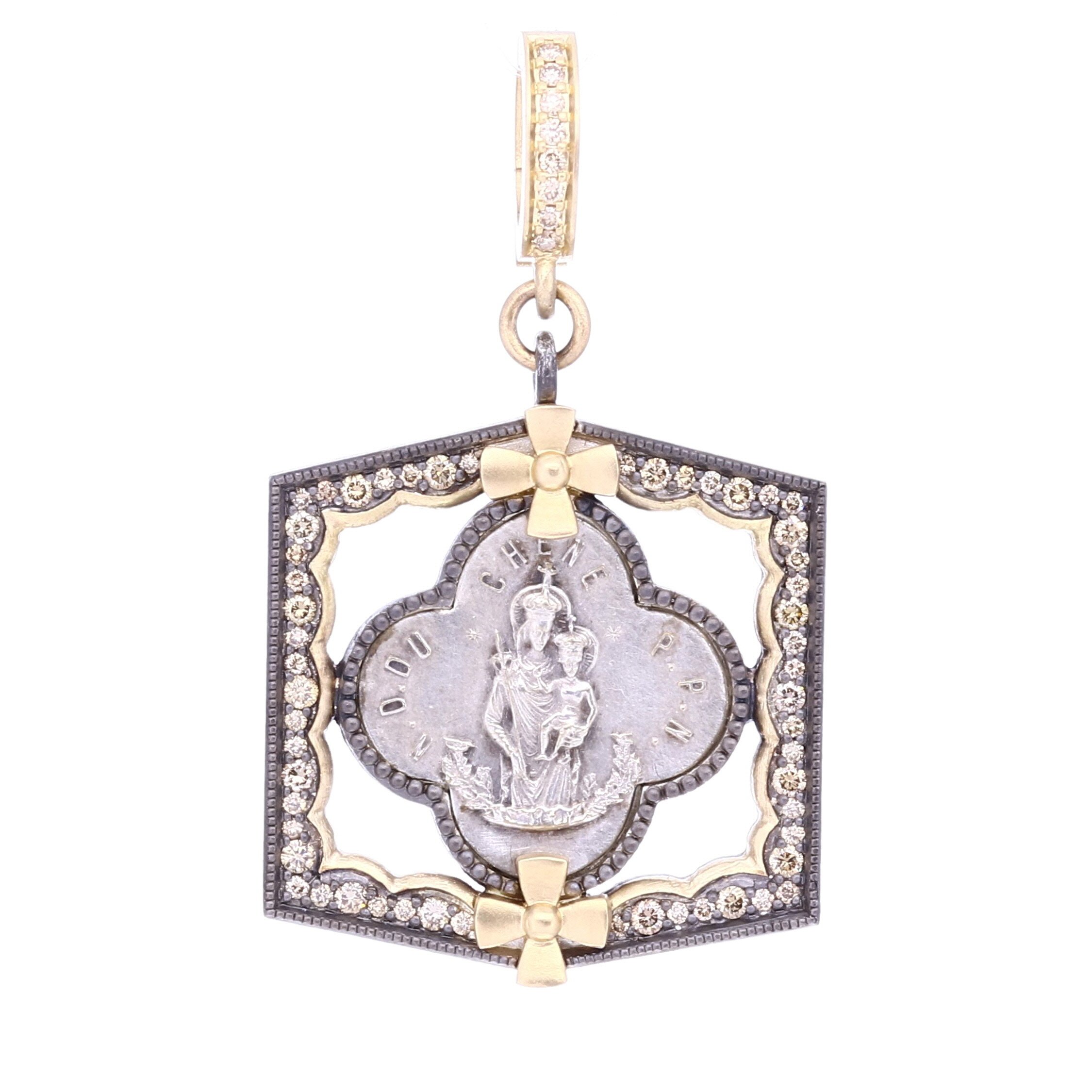 Antique Virgin Mary Clover Medal