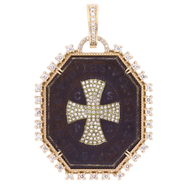 Closeup photo of Antique Spanish Octagon St Benedict Medal