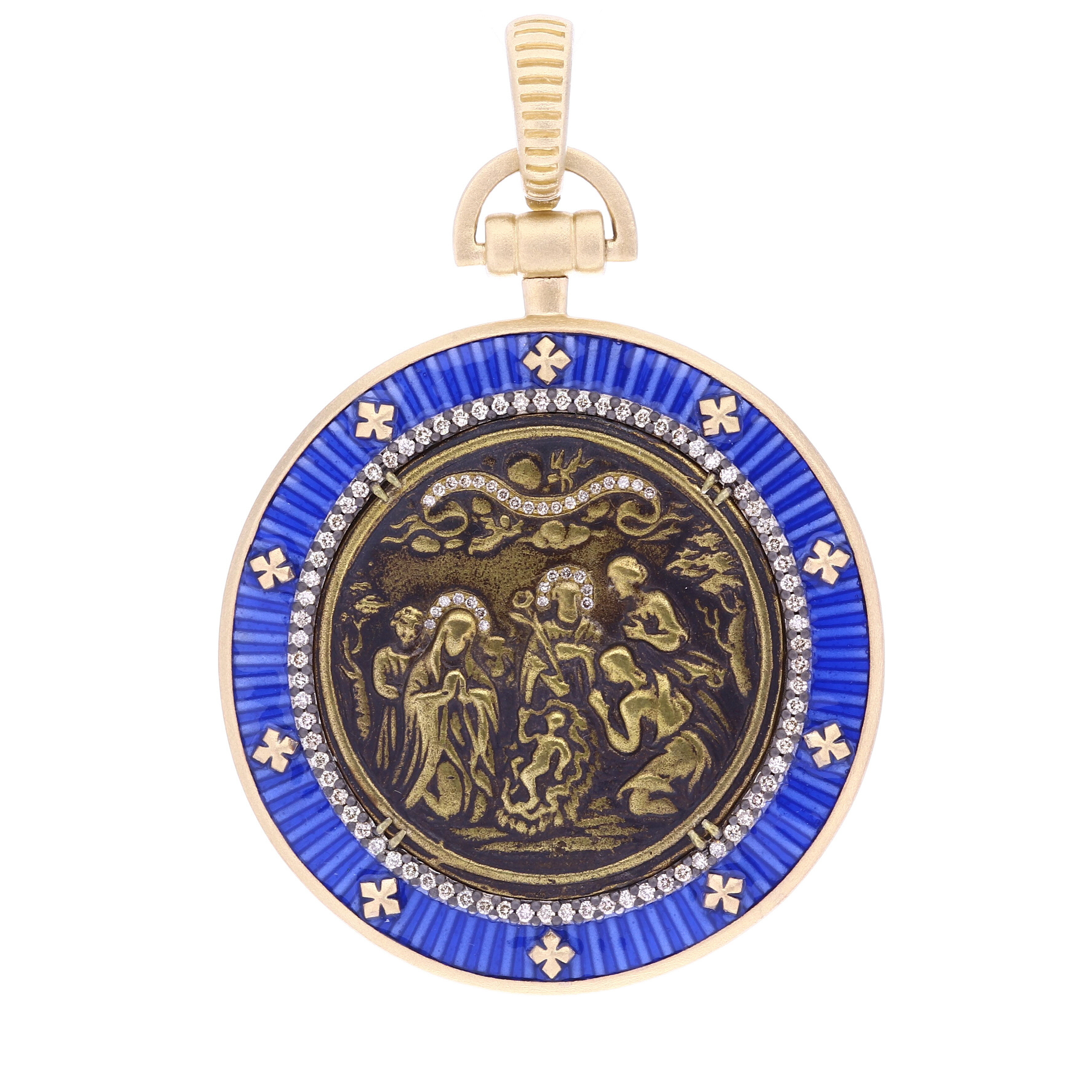 Antique Nativity w/ Blue Enamel