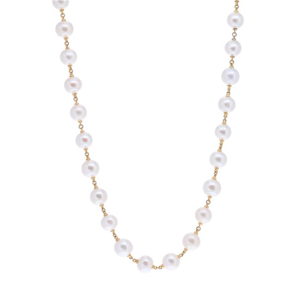 Closeup photo of 35" White Freshwater Pearl Chain 10-13mm