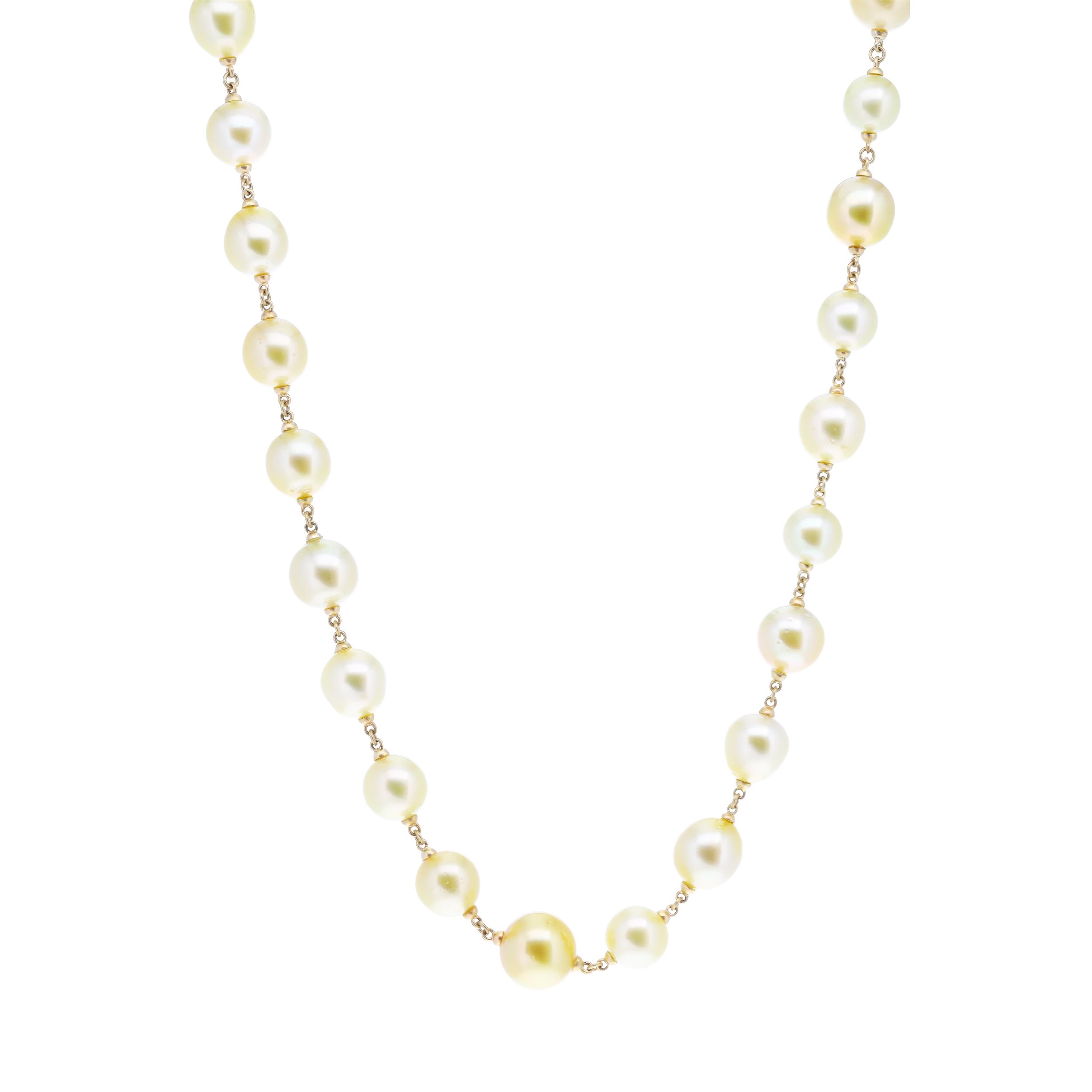 30" Yellow South Sea Pearl Necklace