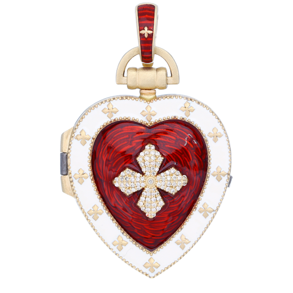 Closeup photo of Victorian Style Enamel Heart Locket Diamond Shaker