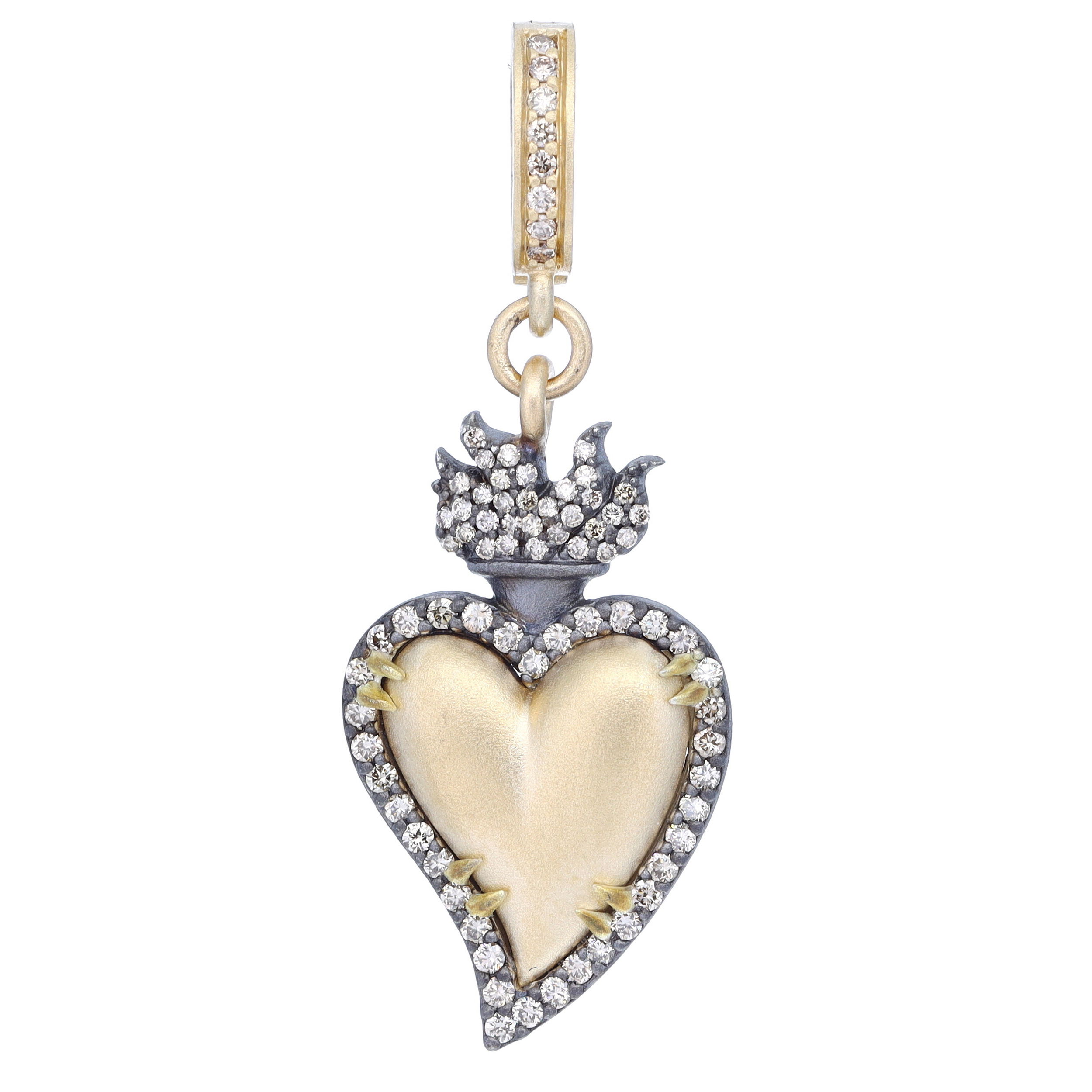 Victorian Style Flaming Heart Pendant