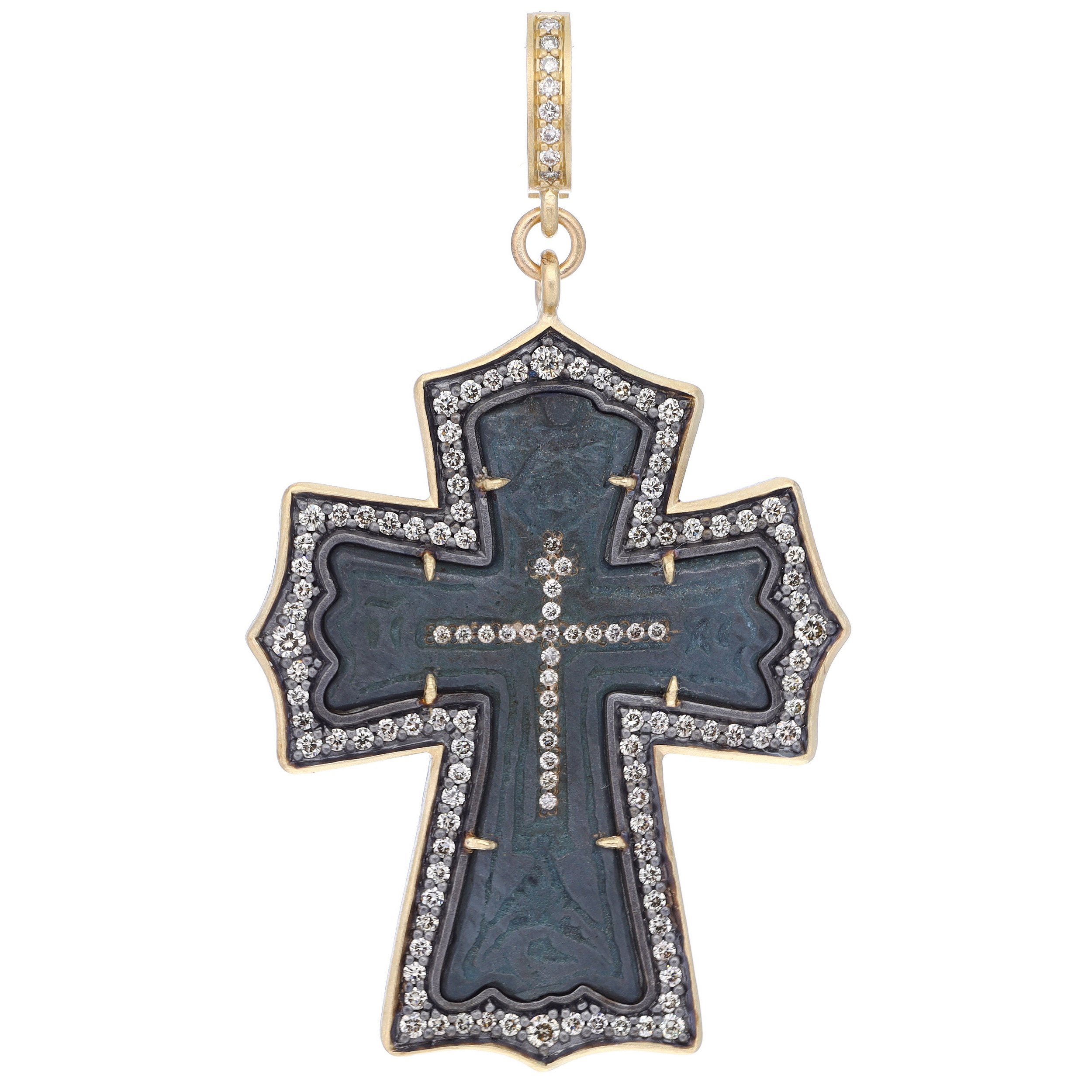 18c. Antique Cross w/ Diamond Inlay