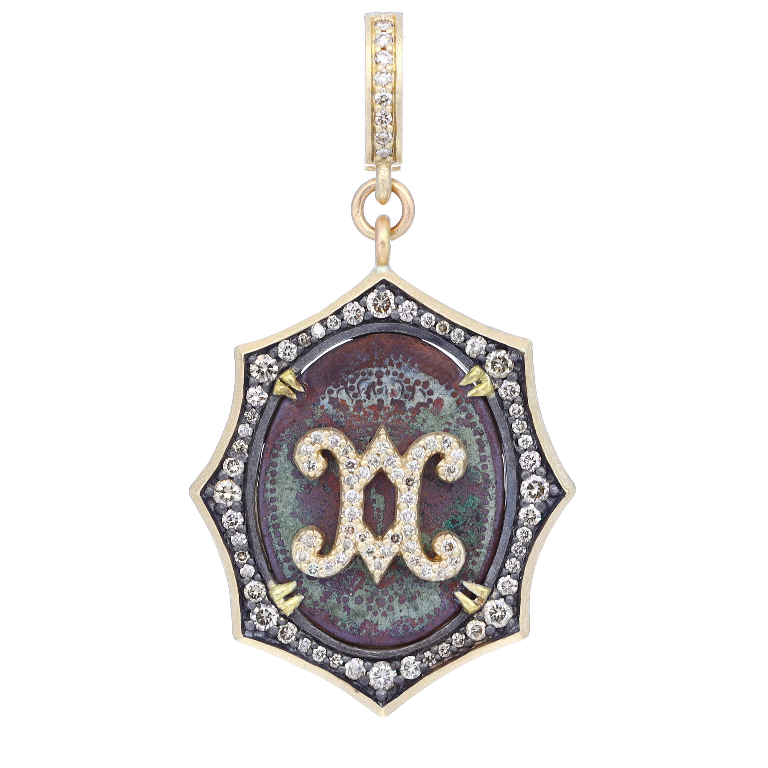 Antique Mary's Monogram Medal Pendant with Monogram Overlay