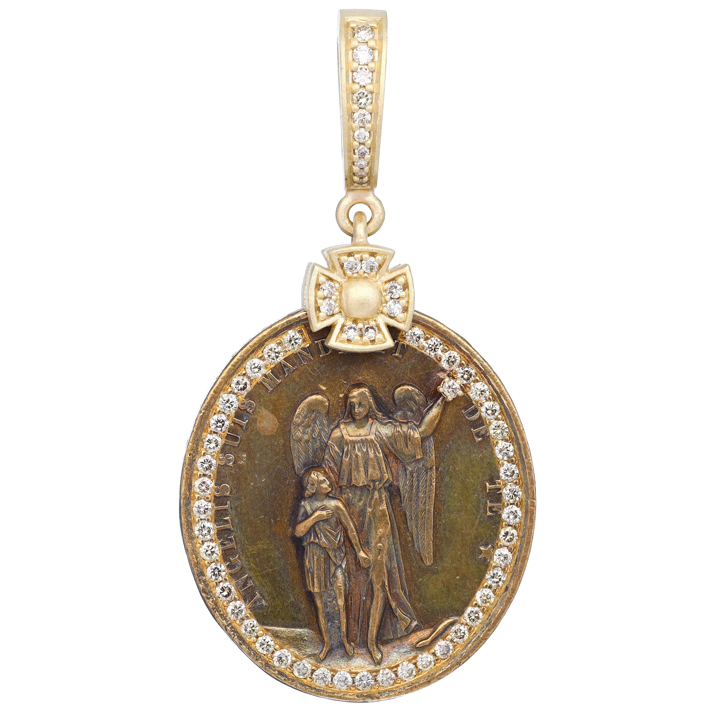 French Antique Guardian Angel Medal Pendant