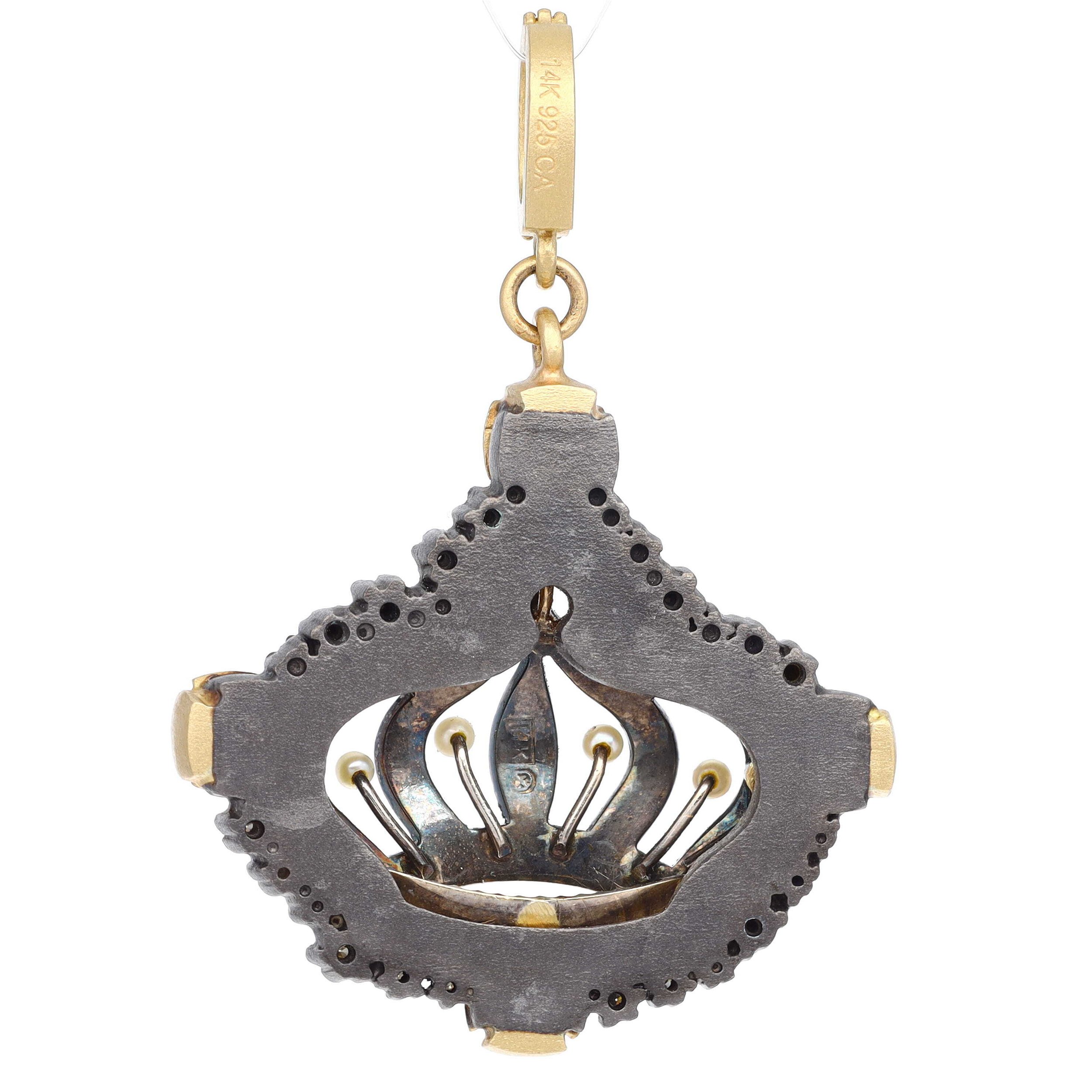 Antique Seed Pearl Crown Pendant