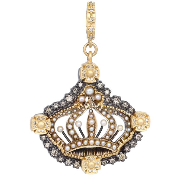 Closeup photo of Antique Seed Pearl Crown Pendant