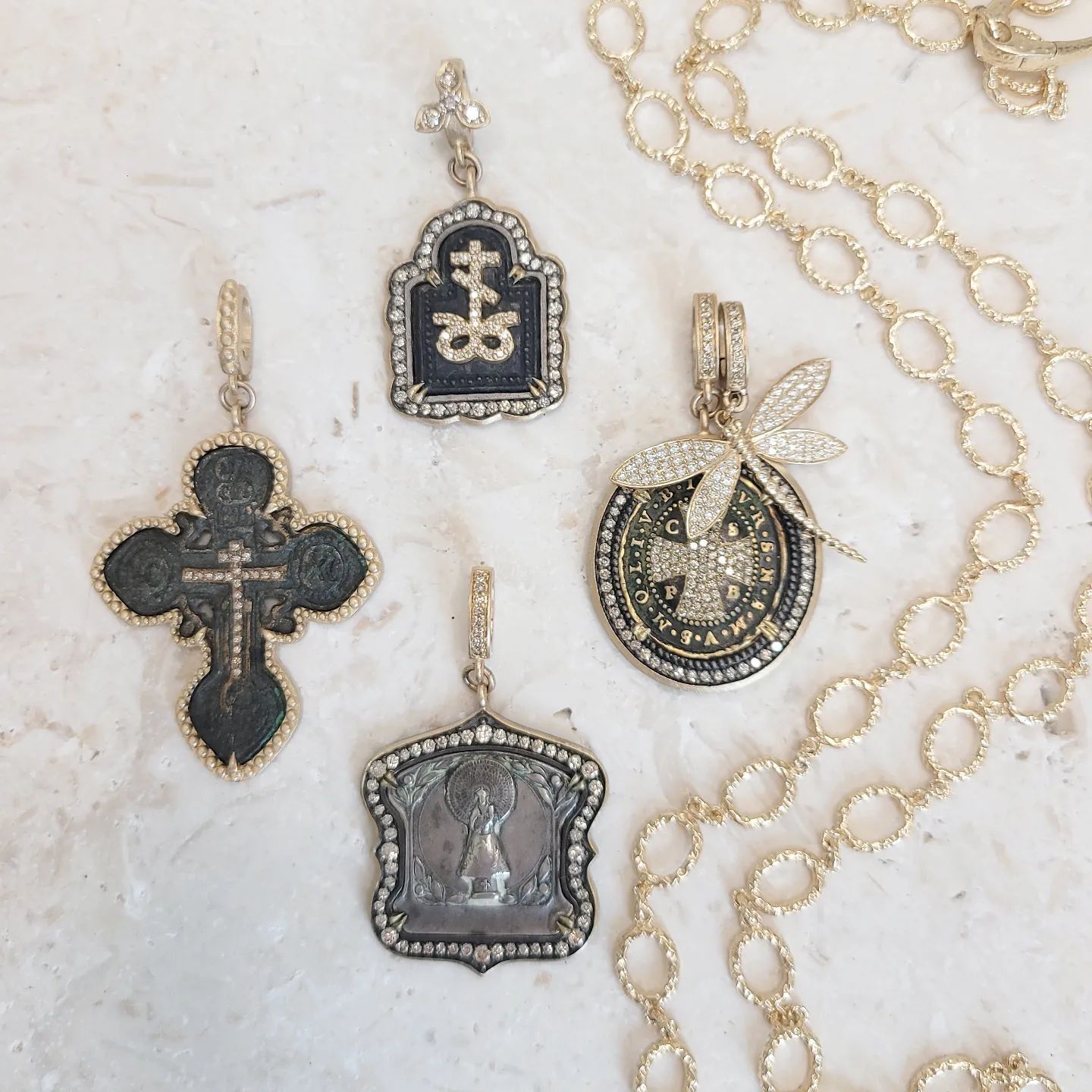 Antique Sprouted Cross Medal Pendant