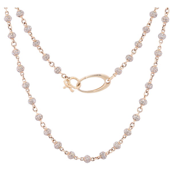 Closeup photo of 14k Diamond Ball Chain 19.5" - ~5mm Pave Ball