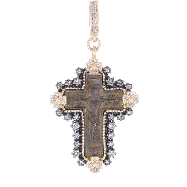 Closeup photo of Ancient Crucifix Medal Pendant