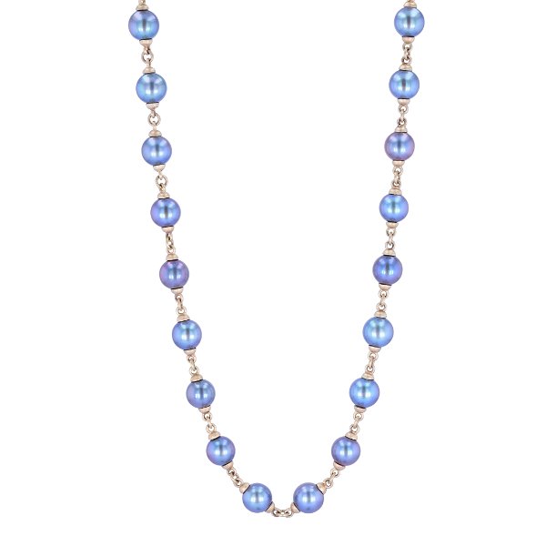 Closeup photo of 32" Blue Akoya Pearl Necklace