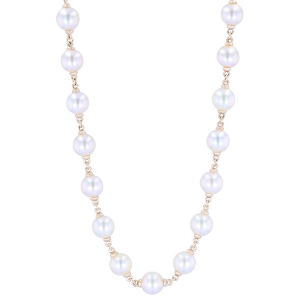 Closeup photo of 24" 8.5-9mm White Akoya Pearl Necklace