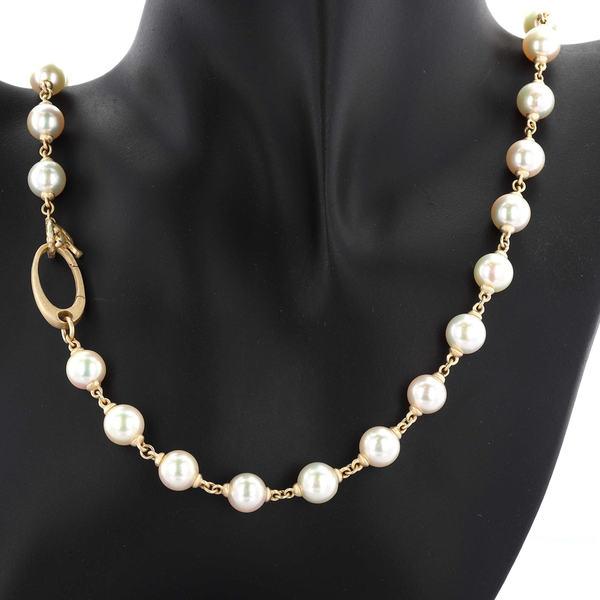 Closeup photo of 24" 8.5-9mm White Akoya Pearl Necklace