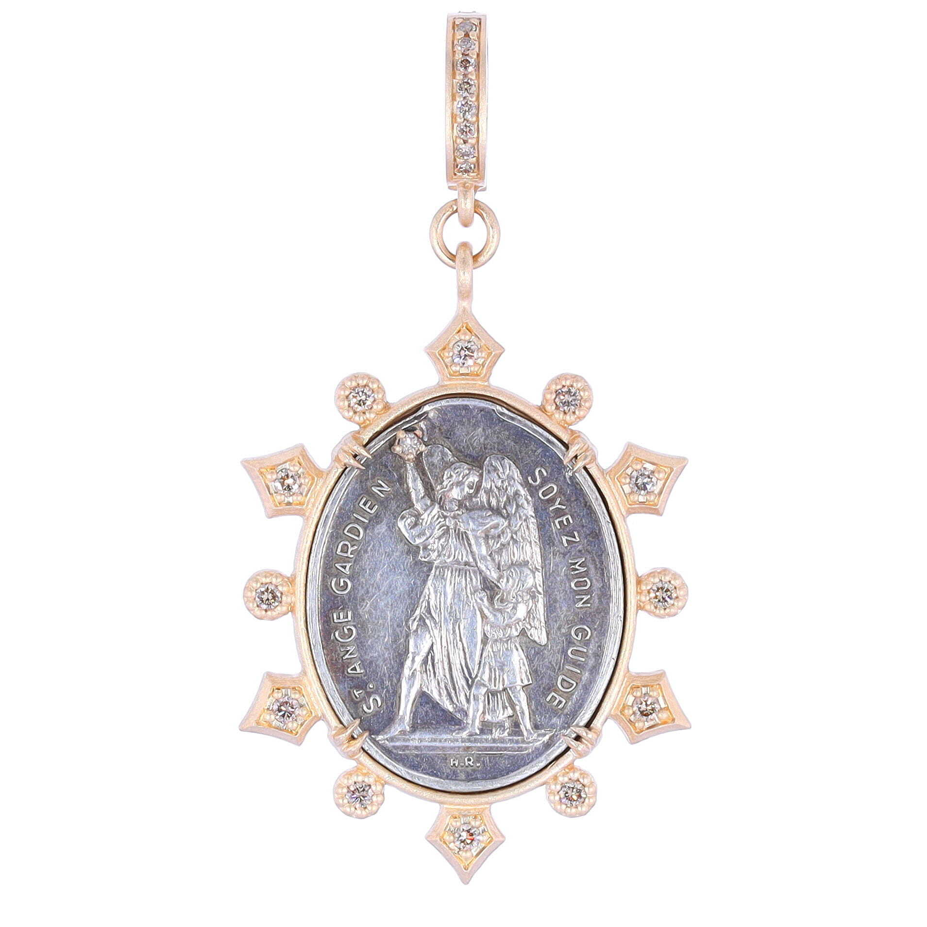 Antique French Guardian Angel Medal Pendant