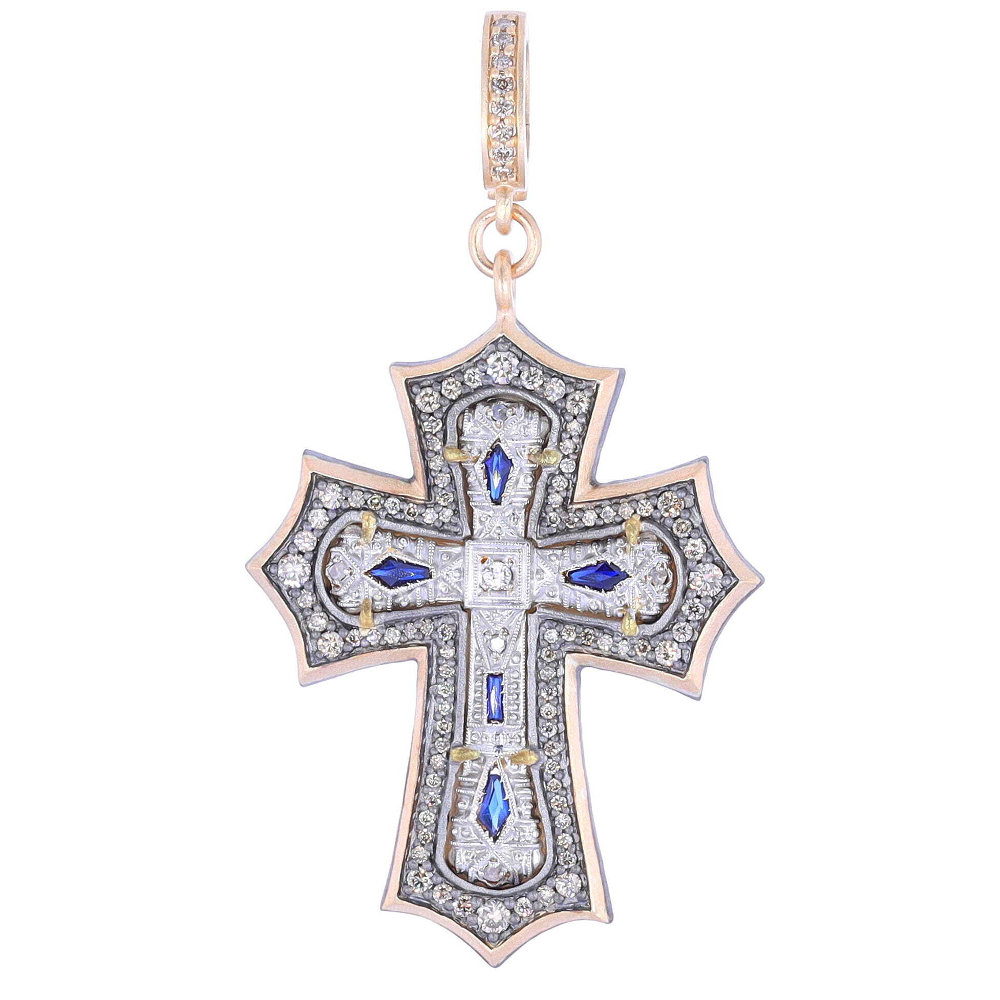 Antique Diamond/Sapphire Cross Pendant