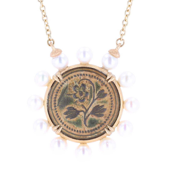 Closeup photo of Antique Button Pendant Necklace