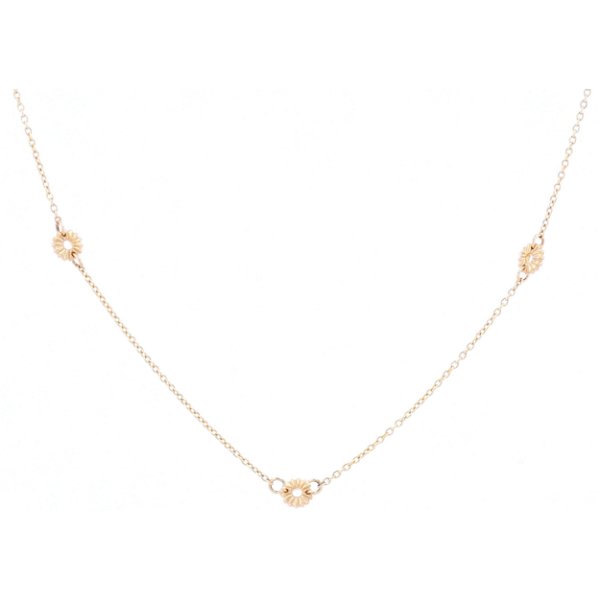 Closeup photo of 18" 14k Delicate Flower Station Chain