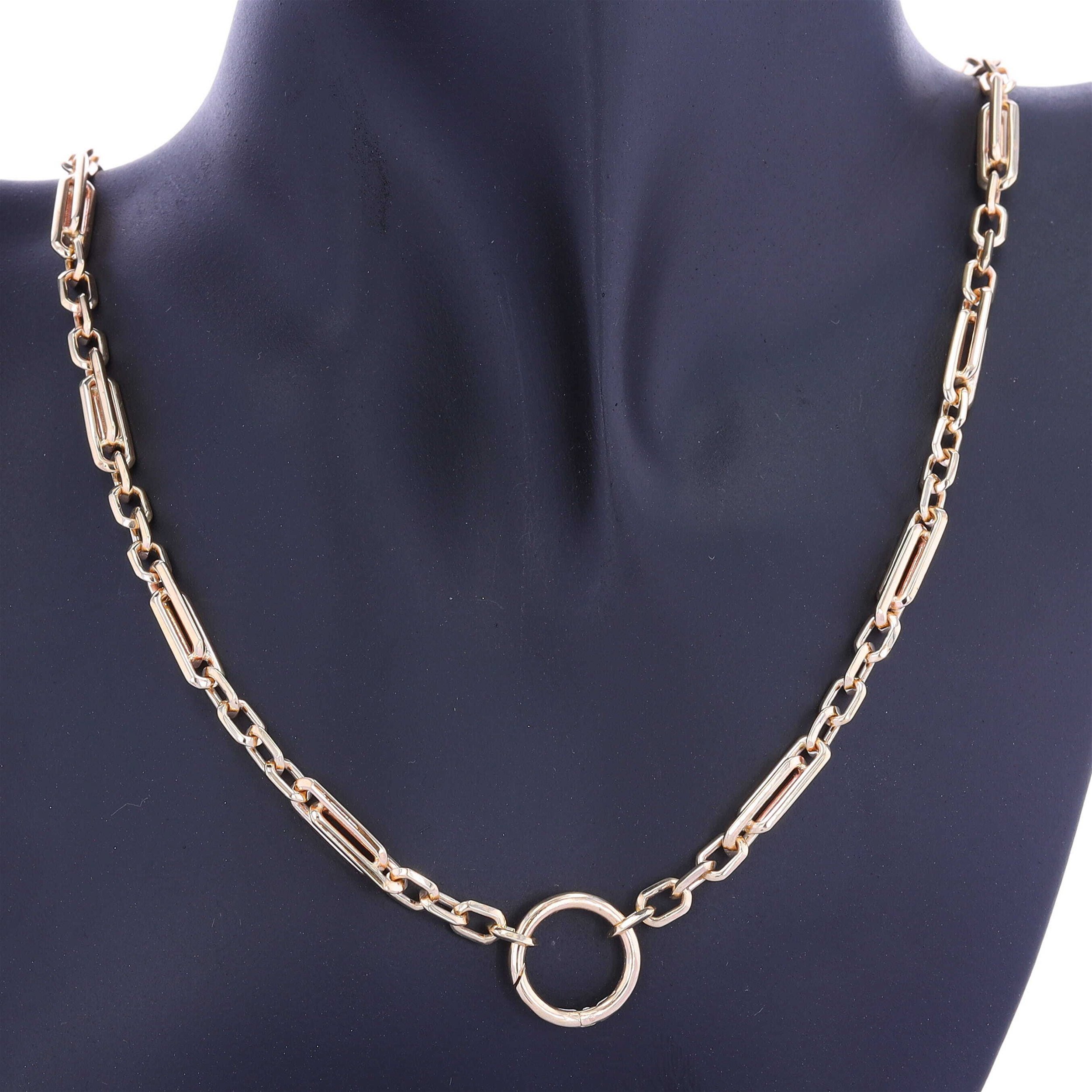 14k Vintage Look Watch Fob Chain with Openable Circle Bale